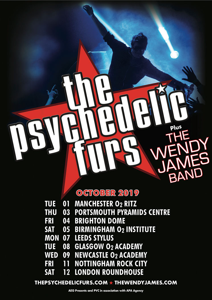 THE WENDY JAMES BAND will be opening for THE PSYCHEDELIC FURS in October 2019