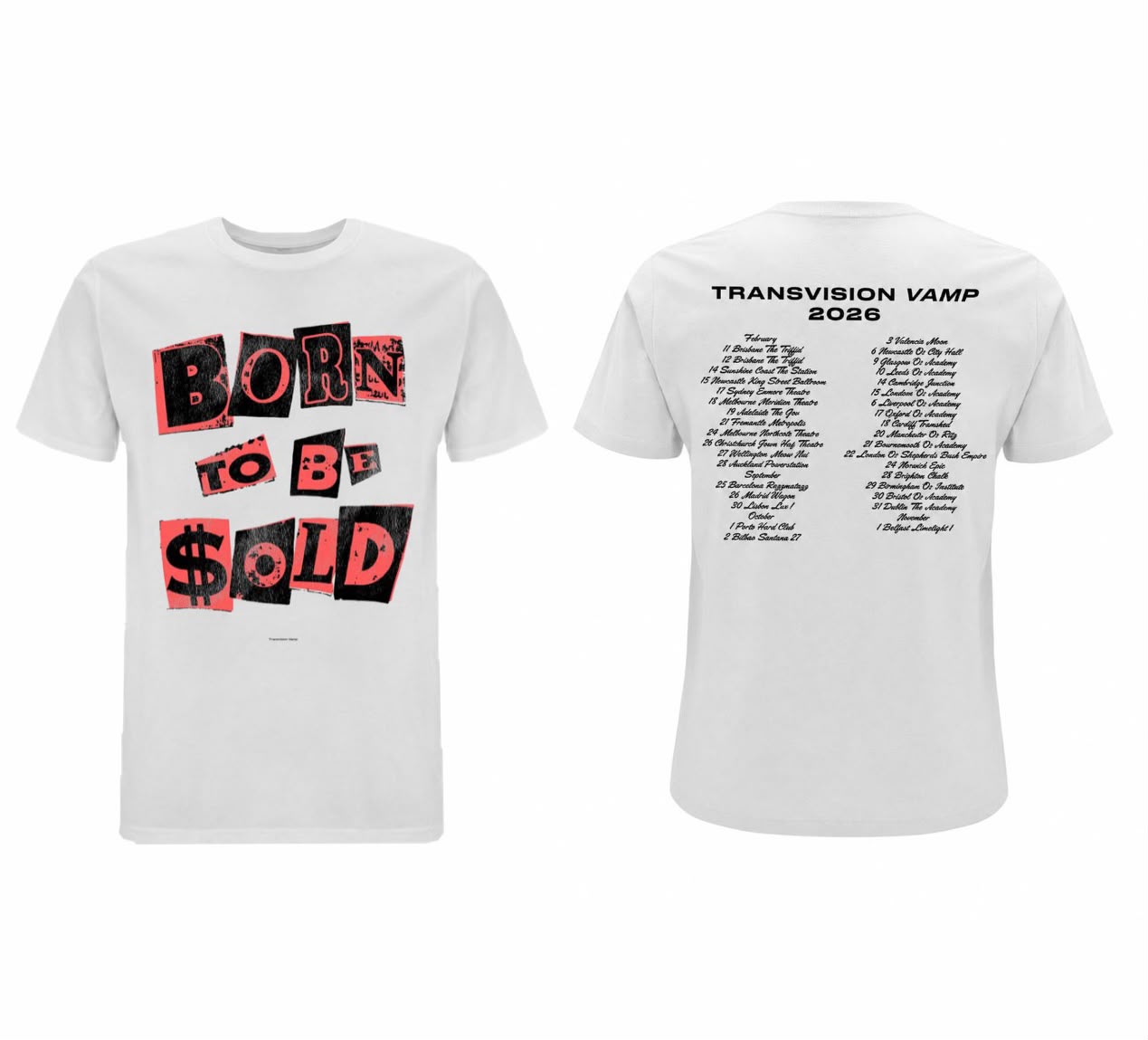 THE WENDY JAMES / TRANSVISION VAMP ‘BORN TO BE SOLD’ 2026 WORLD TOUR T-SHIRT